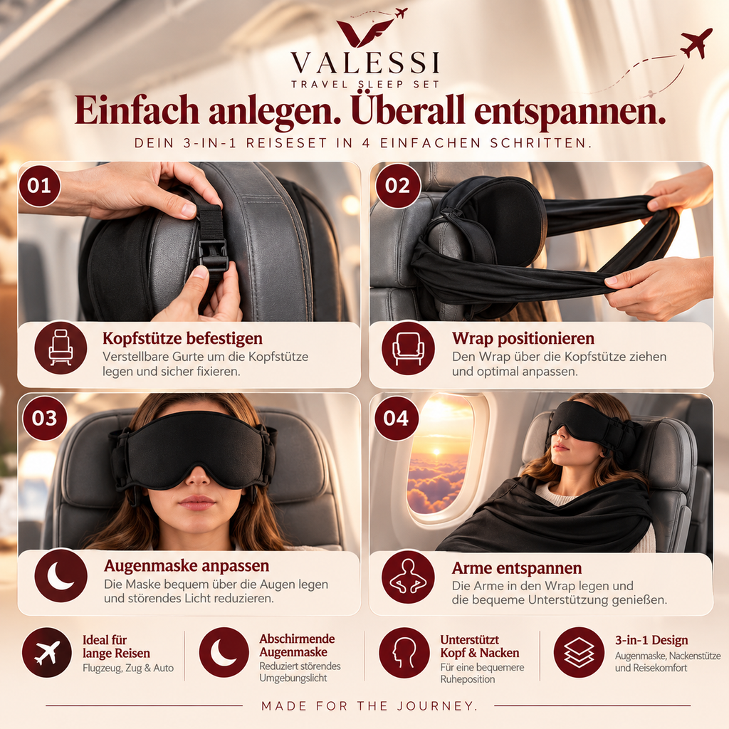 VALESSI™ Travel Comfort 3-in-1 Schlaf-Set