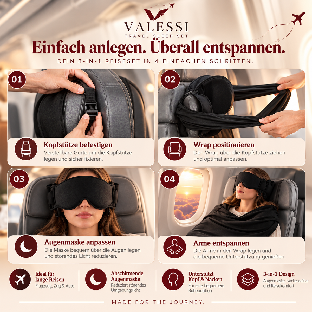 VALESSI™ Travel Comfort 3-in-1 Schlaf-Set